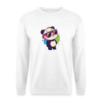 Niedliche Panda-Neonbrille - Unisex Pullover - Weiß - Vorne