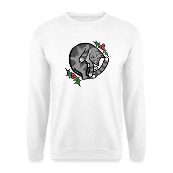 Cozy Sleepy Cat with Holly - Unisex Sweatshirt - white - Front