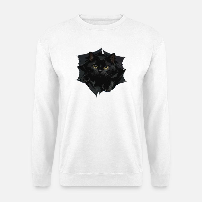 Black Cat von Clipped Edge - Unisex Pullover - Weiß