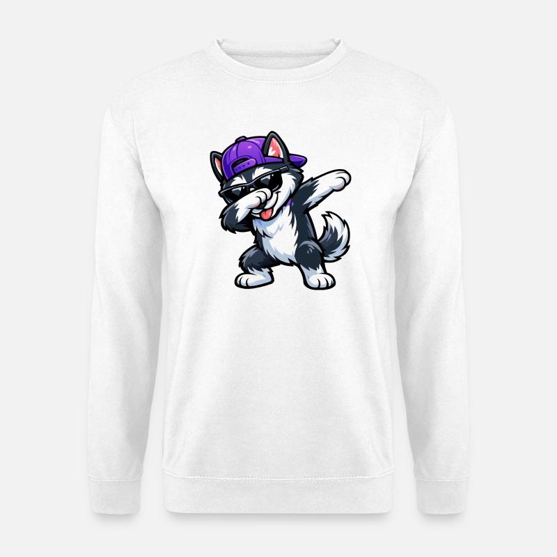 Dabbing Husky - Unisex Pullover - Weiß