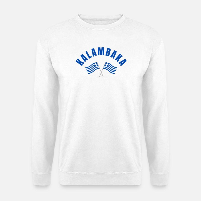 Kalambaka-griechische Flaggen - Unisex Pullover - Weiß