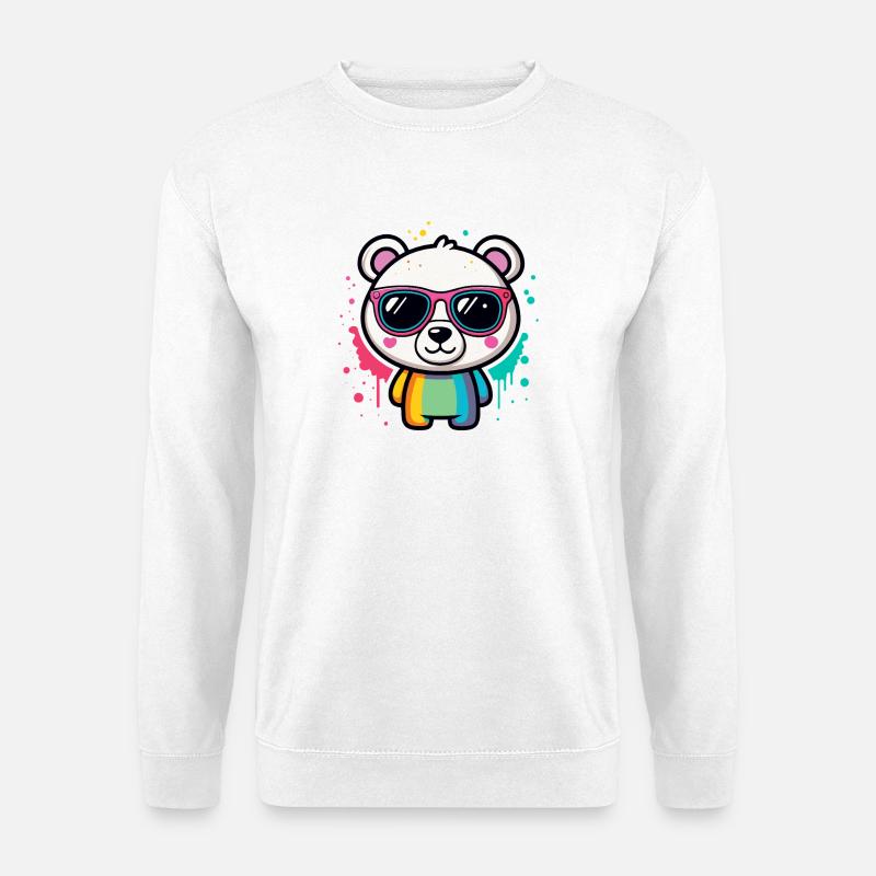 Rainbow Panda Glasses - Unisex Sweatshirt - white