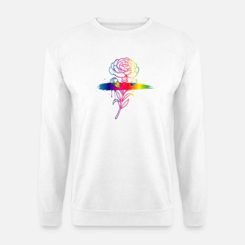 Rainbow Carnation Neon Gradient Art - Unisex Sweatshirt - white