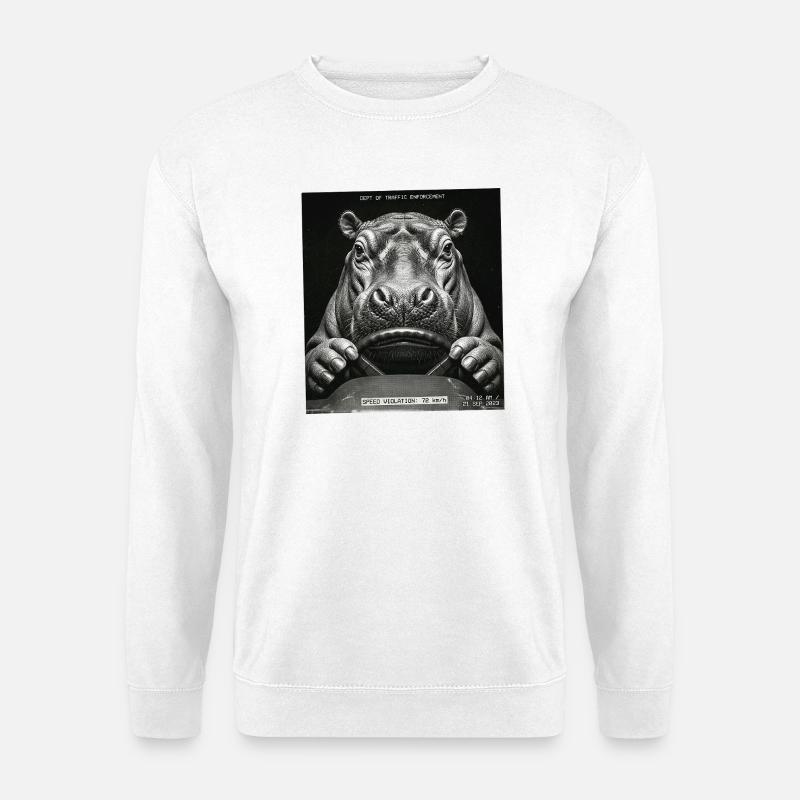 Nilpferd Radar Kontrolle Blitzer - Unisex Pullover - Weiß
