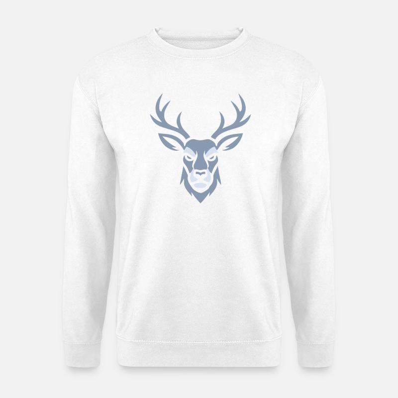 Blauer Hirschkopf  - Unisex Pullover - Weiß