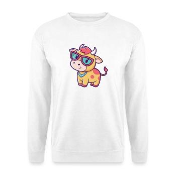Vache kawaii lunettes soleil - Sweat-shirt Unisexe - blanc - Devant
