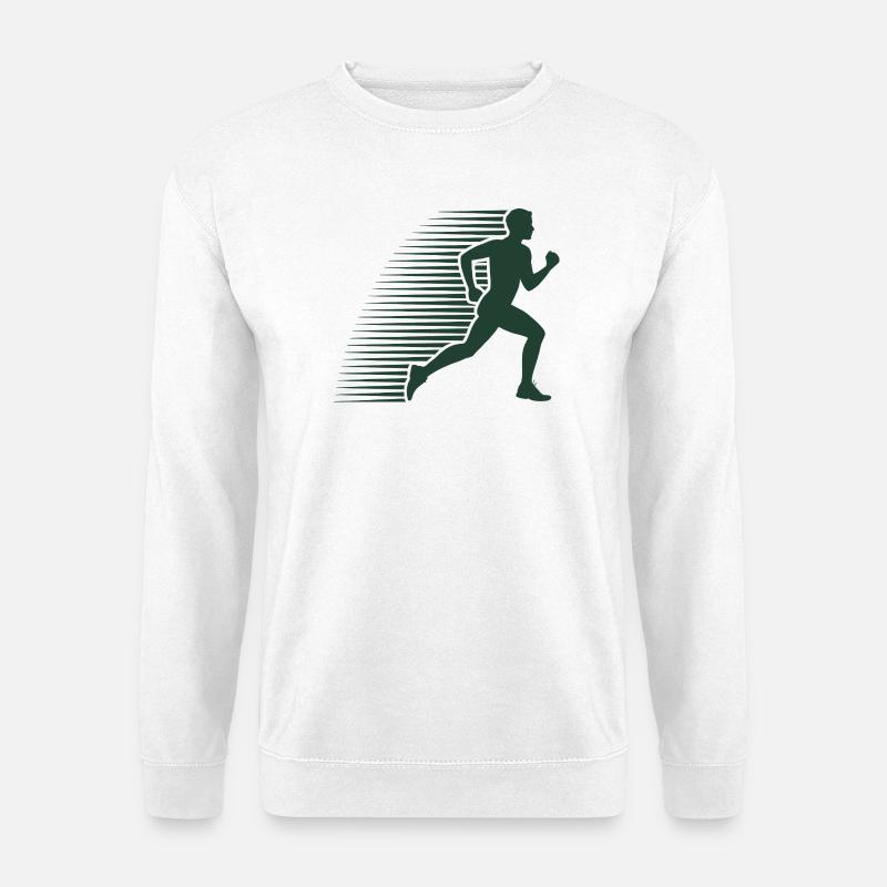 Laufsilhouette im Sprint - Unisex Pullover - Weiß