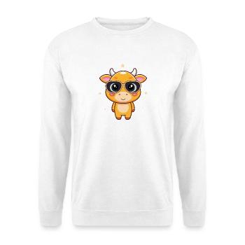 Schicke Kuh mit dunkler Brille - Unisex Pullover - Weiß - Vorne