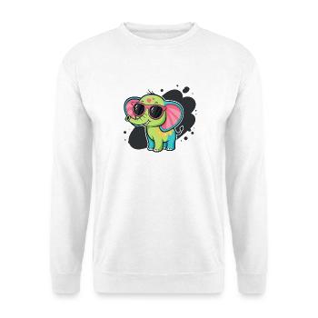 Colorful Elephant in Pink Glasses - Unisex Sweatshirt - white - Front