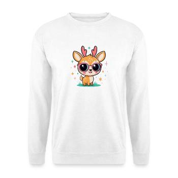 Kawaii-Hirsch mit rosa Brille - Unisex Pullover - Weiß - Vorne