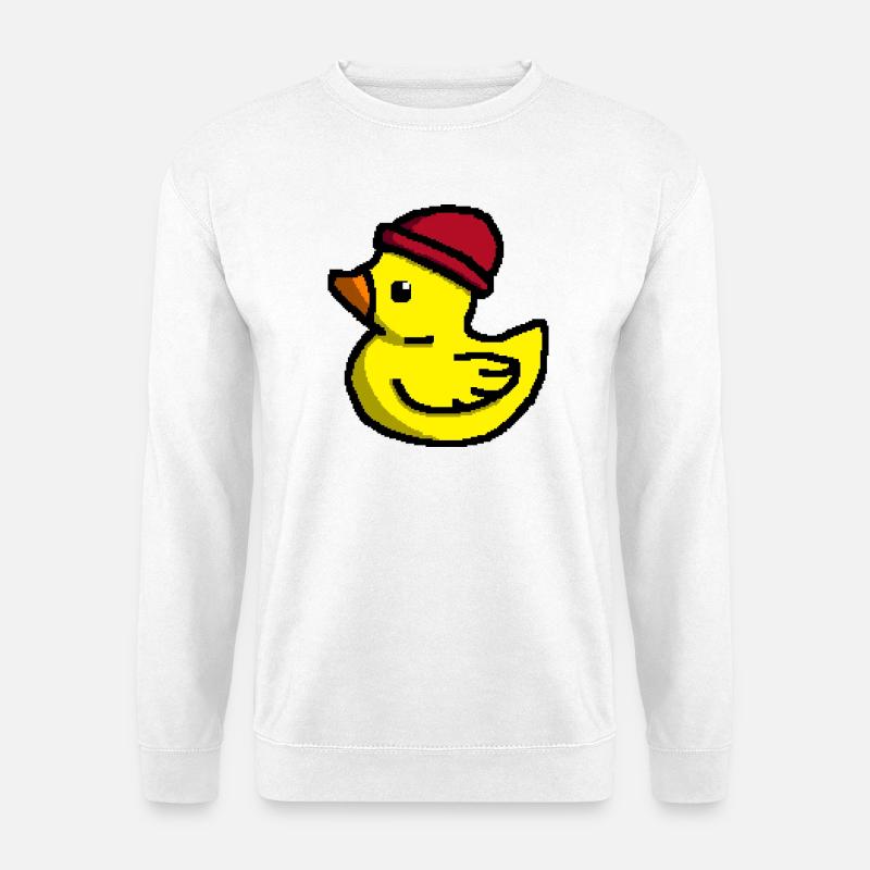 Cute Pixel Duck in Red Beanie - Unisex Sweatshirt - white