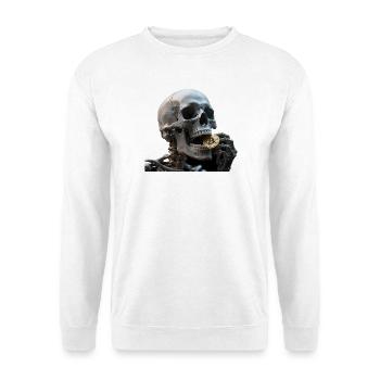 Crâne squelette réaliste avec une pièce Bitcoin - Sweat-shirt Unisexe - blanc - Devant