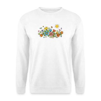Wild flower garden with cheerful bright sun - Unisex Sweatshirt - white - Front