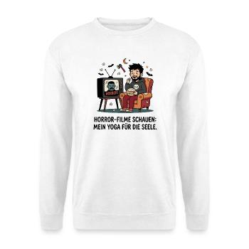 Horrorabend auf dem Sofa mit Popcorn - Unisex Pullover - Weiß - Vorne