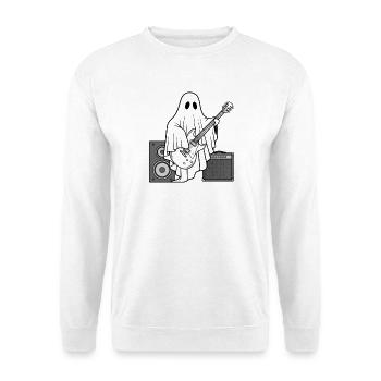 Geist spielt E-Bassgitarre – Halloween - Unisex Pullover - Weiß - Vorne