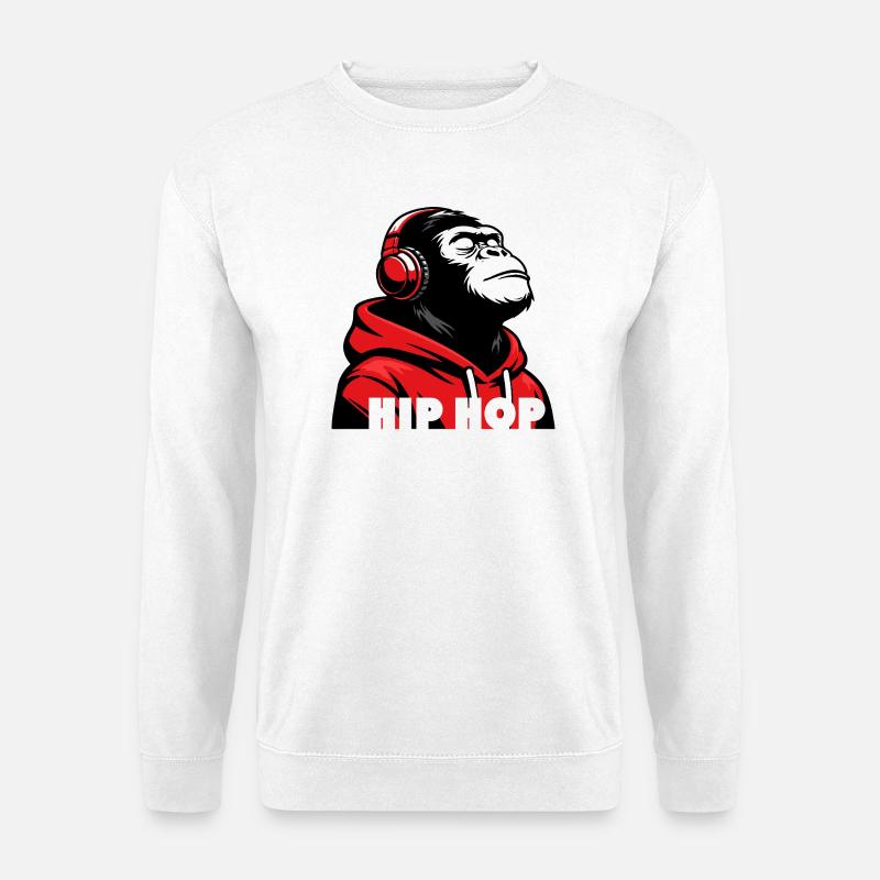 Hip-Hop-Gorilla-Porträt - Unisex Pullover - Weiß