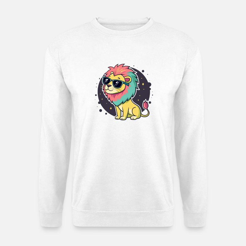 Löwen-Brille - Unisex Pullover - Weiß