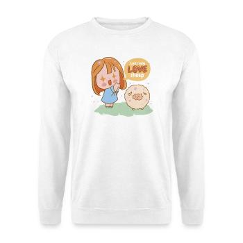 I Love Sheep Cartoon Girl - Unisex Sweatshirt - white - Front