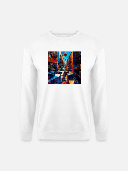 Buntes Straßenlabyrinth mit Luftballons - Unisex Pullover - Weiß