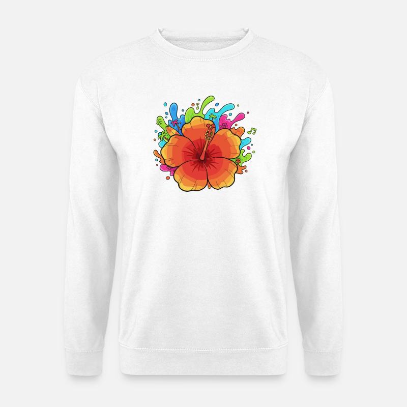 Hibiscus Splash Couleurs tropicales - Sweat-shirt Unisexe - blanc