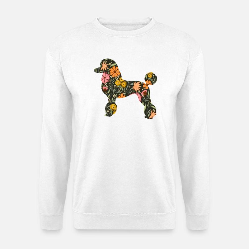 Blumenpudel Hunde Silhouette - Unisex Pullover - Weiß