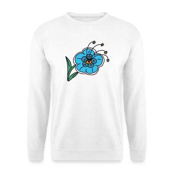 Handgezeichnete blaue Blume Kinder Kind - Unisex Pullover - Weiß - Vorne