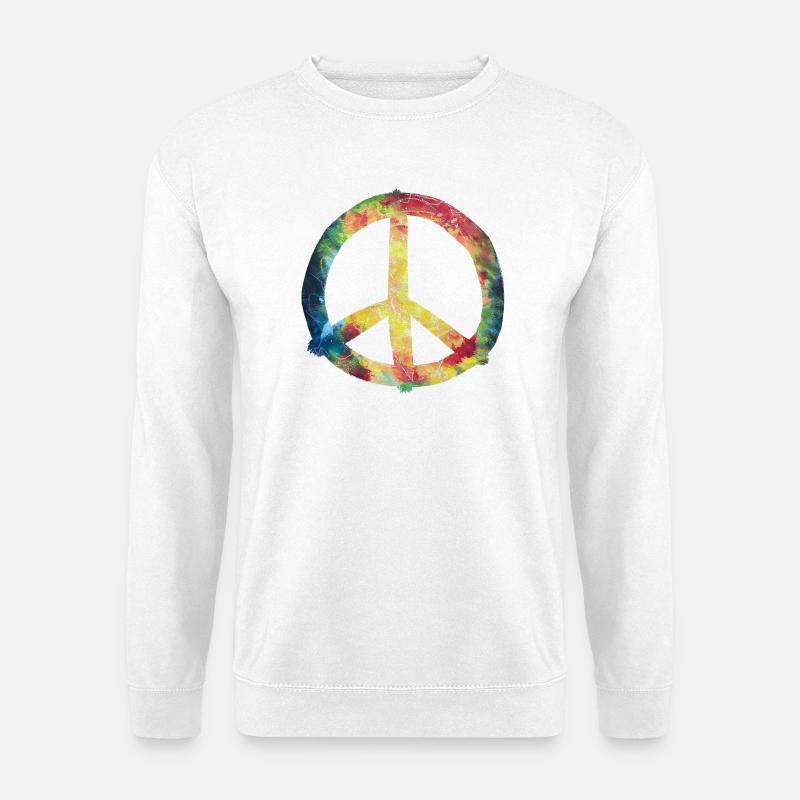 Bunter Peace-Zeichen Tie-Dye - Unisex Pullover - Weiß