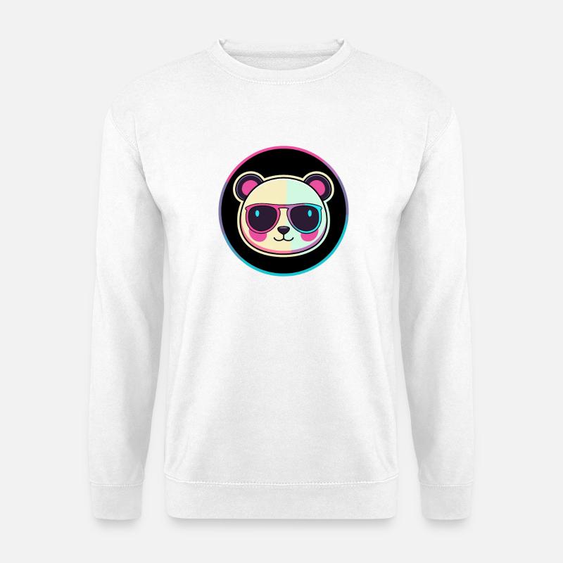 Neon Panda Sunglasses - Unisex Sweatshirt - white