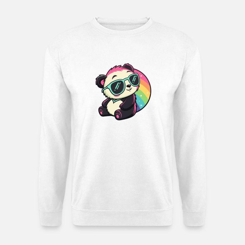 Panda Sonne Kühler Regenbogen - Unisex Pullover - Weiß