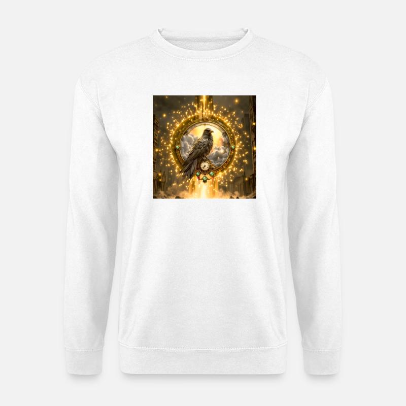 Rabe im Leuchtenden Ring - Unisex Pullover - Weiß