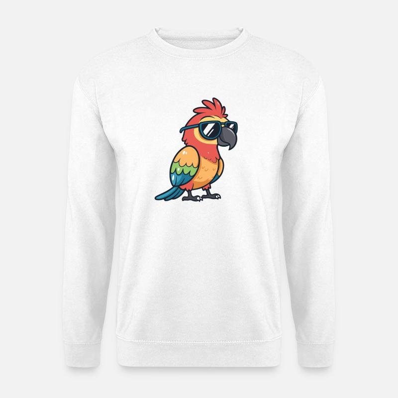 Süßer, schicker Papagei mit Sonnenbrille - Unisex Pullover - Weiß
