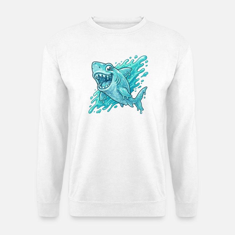 Blauer Hai Splash Abenteuer - Unisex Pullover - Weiß