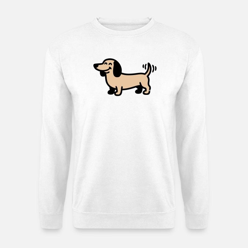Fröhlicher Dackel Hund Comic - Unisex Pullover - Weiß