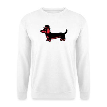 Cooler Dackel Hut Gentleman - Unisex Pullover - Weiß - Vorne