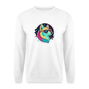 Neonwolf mit coolen Brillen - Unisex Pullover - Weiß - Vorne