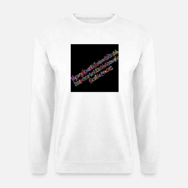 Regenbogentypografie auf schwarzem Hintergrund - Unisex Pullover - Weiß
