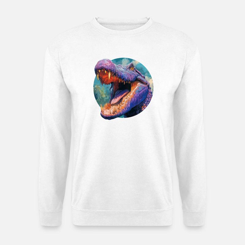 Buntes Dinosaurier-Design - Unisex Pullover - Weiß