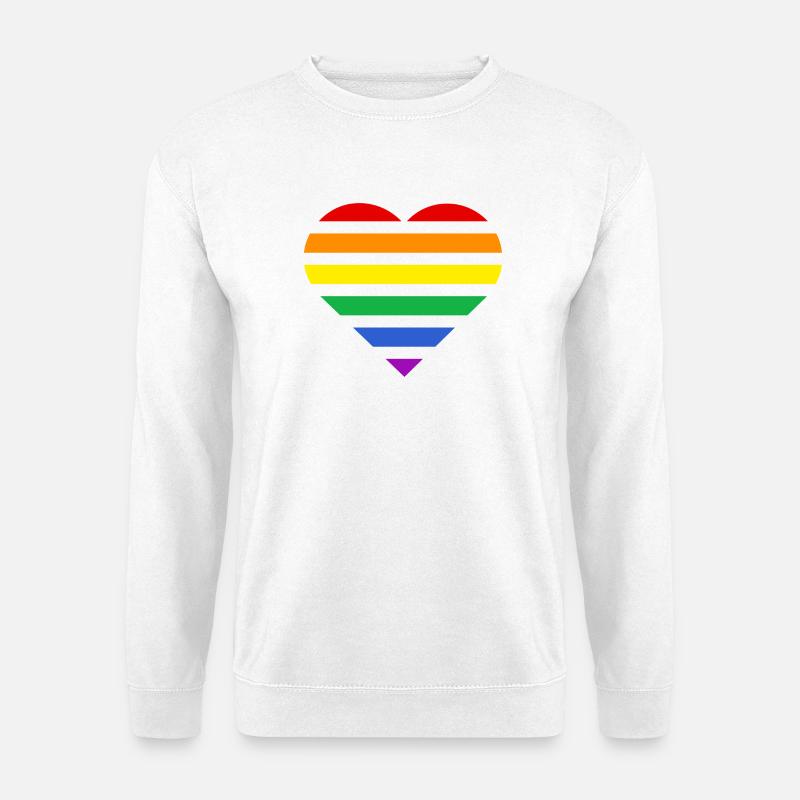 Pride Flag Heart · Classic Rainbow - Unisex Pullover - Weiß