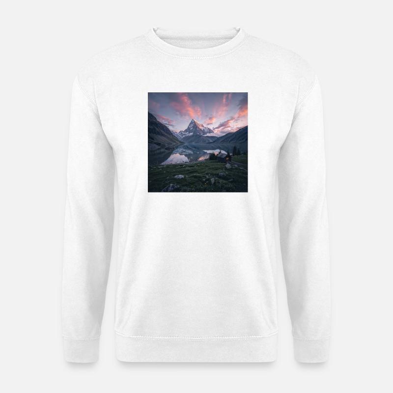 Alpine evening reflection - Unisex Sweatshirt - white