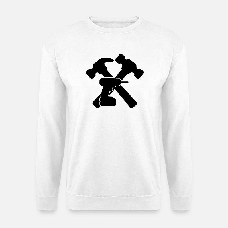 Tool Hammers Drill Silhouette - Unisex Sweatshirt - white