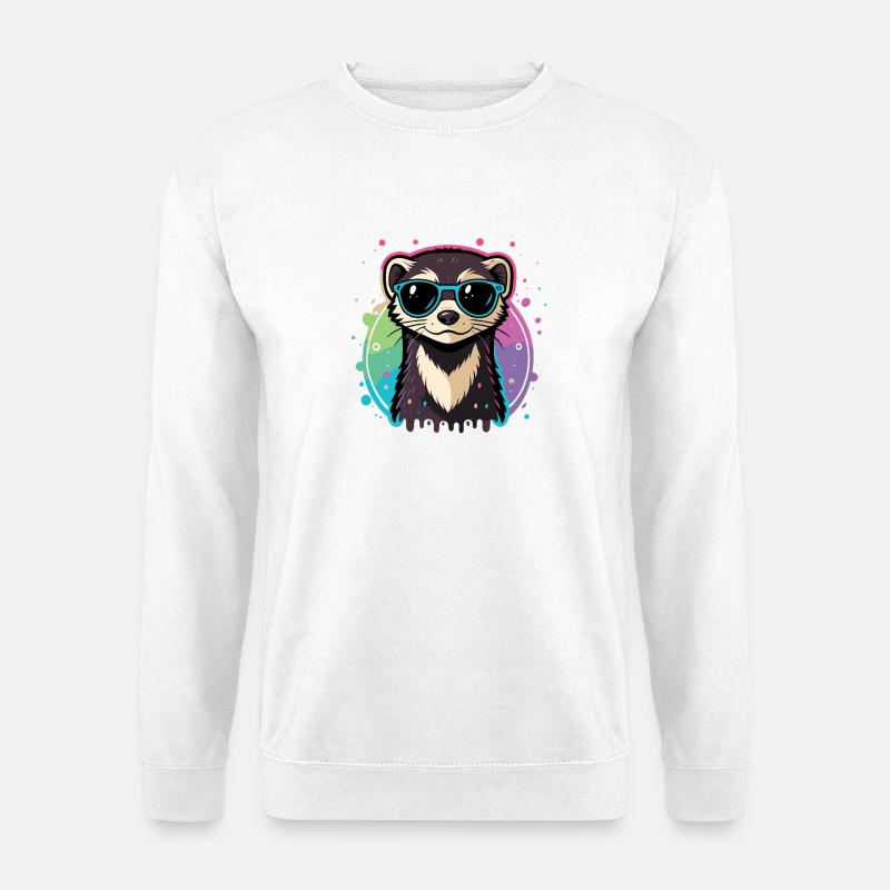 Rainbow Otter Blue Glasses - Unisex Sweatshirt - white