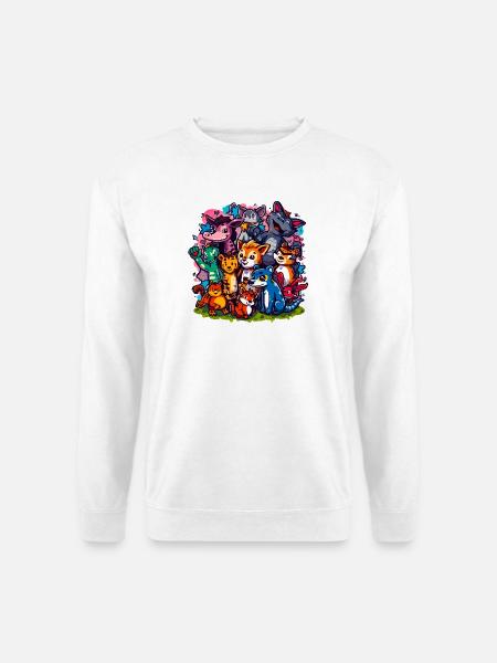 Cartoonfarben der Tiergruppe - Unisex Pullover - Weiß