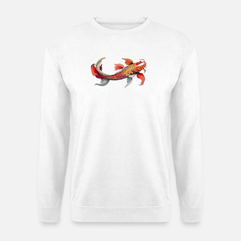 Rainbow Koi on Black - Unisex Sweatshirt - white