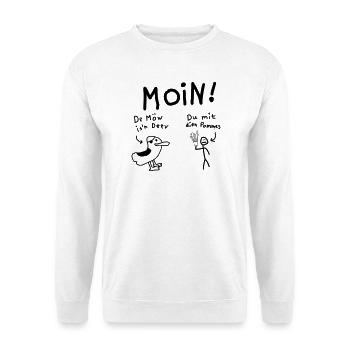 Moin Möwe Pommesdieb Lustig - Unisex Pullover - Weiß - Vorne