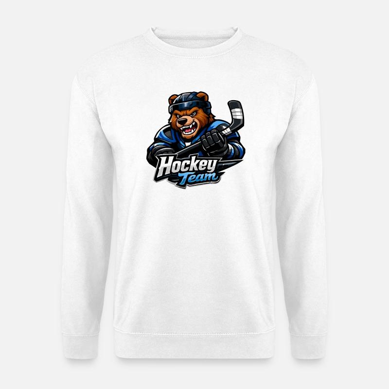 Bär Eishockey Team Maskottchen - Unisex Pullover - Weiß