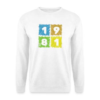 45. Écussons Geburtstag Farbige depuis 05/1981 - Sweat-shirt Unisexe - blanc - Devant