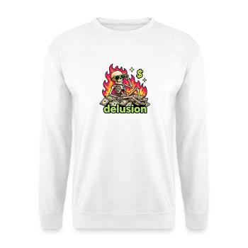 Flammende Dollar Skelett-Wahnvorstellung - Unisex Pullover - Weiß - Vorne