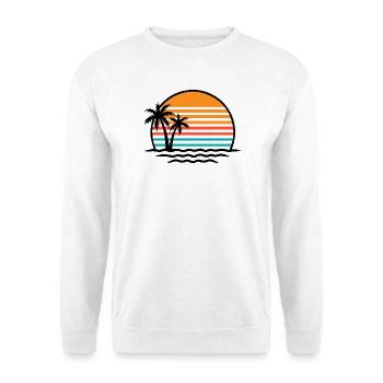 Coucher rétro palmiers - Sweat-shirt Unisexe - blanc - Devant