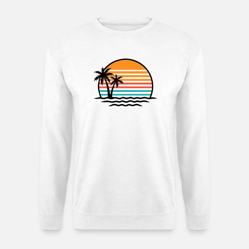 Sunset Retro Palmen - Unisex Pullover - Weiß