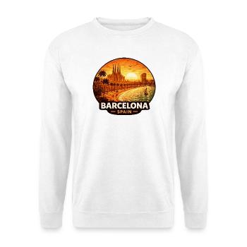 Barcelona Spanien Sunset Skyline - Unisex Pullover - Weiß - Vorne